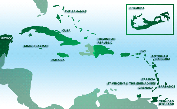 map of Caribbean