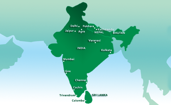 map of India & Sri Lanka